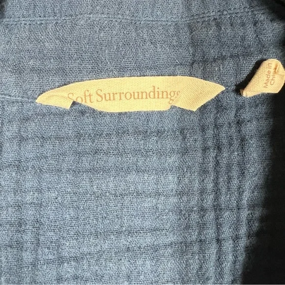 Soft Surroundings Blue Key Biscayne Muslin Cotton Popover Tunic‎ Top - Picture 3 of 7